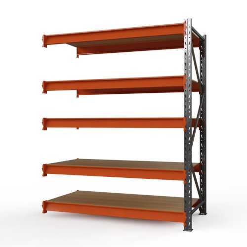 Секция приставная стеллажа для магазина  пристенного Оптима, 3500x1530x785 мм. Ярусы: 5 шт. фанера