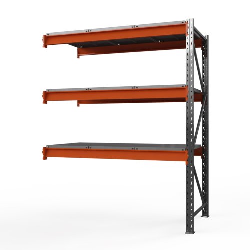 Секция приставная полочного стеллажа Оптима, 4000x1250x785 мм. Ярусы: 3 шт. метал.