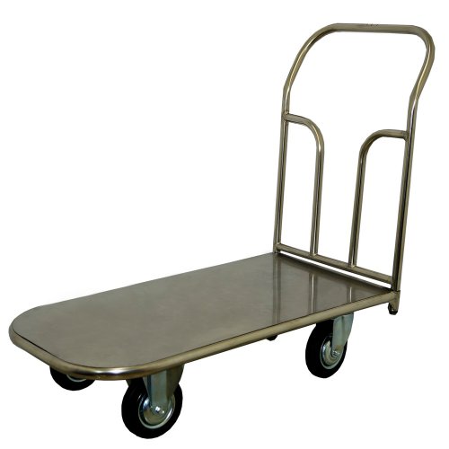 Складская платформенная тележка ТП НЖ 1 (г/п 300 кг, 800x500 мм, колеса черная резина 125 мм, нержавеющая сталь)