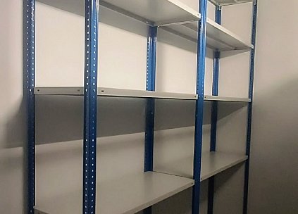 Стеллажи ТС Лайт: гармония синего и серого